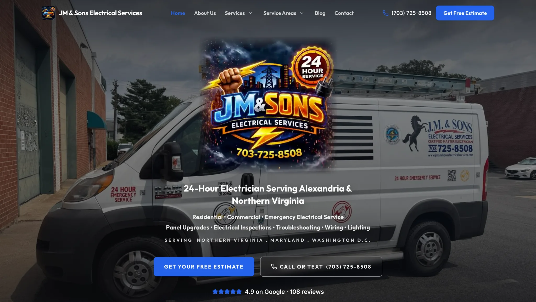 JM & Sons Electrical Services website